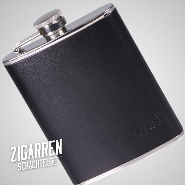 Zippo Flachmann Edelstahl-Leder schwarz